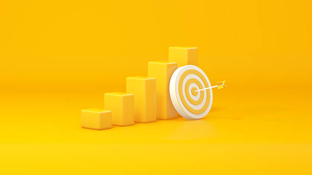 istock 3D Growth Chart and Target with Arrow on Yellow Background 2251008641