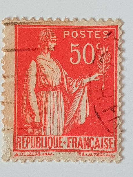 istock French Postage Stamp – 50 Centimes “Type Mouchon” with Allegorical Figure 2251012815