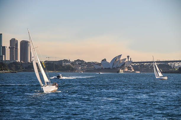 Sydney, Australia - July 25, 2009. Outdoor scene showing sydney harbour from a ferry.