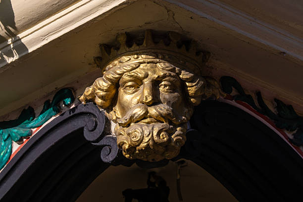London, UK - November 26th 2025: A sculpture on the exterior of the Kings Head pub, located on Market Place in Enfield, north London, UK.