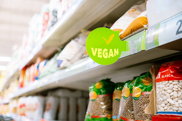 istock Vegan sign in a supermarket 2251019915