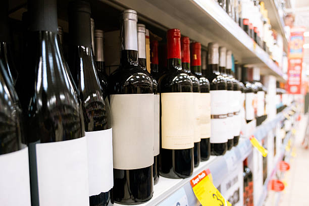 istock Wine bottles in a supermarket 2251020228