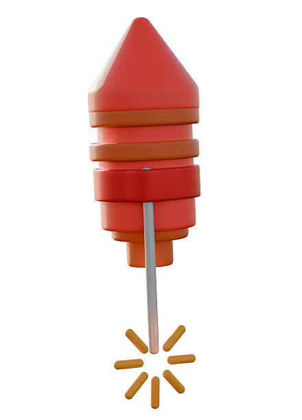 istock Stylized 3D rendering of a festive firework rocket with bold red tones, smooth glossy surfaces, and bright spark effects for modern celebration and promotional visuals. 2251024489