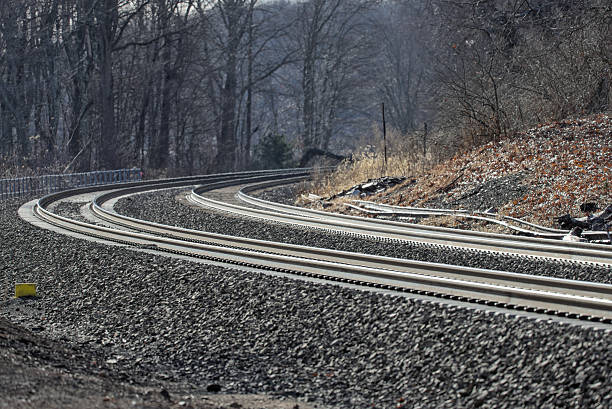 The tracks are going around the corner.