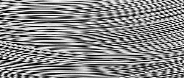 Long, thin, silver wire with many small lines. It is not clear what the wire is made of
