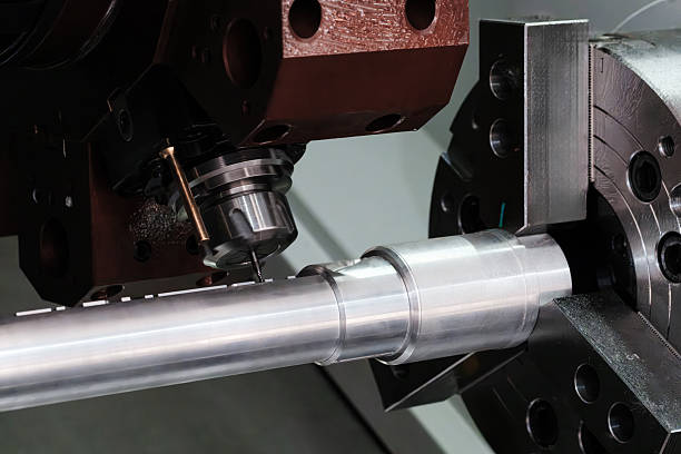 istock Metal machine tools industry. CNC turning machine high-speed cutting is operation. 2251038555