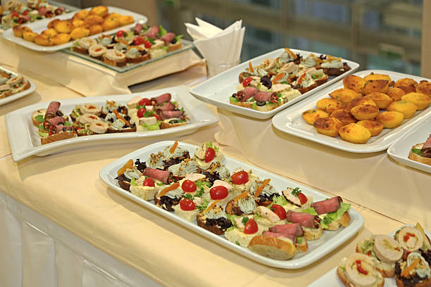 Finger Food  Sandwiches Variety Mix Served at Buffet Table