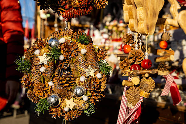 istock Christmas decorations with colorful ornaments, glowing lights, festive tree baubles 2251053680
