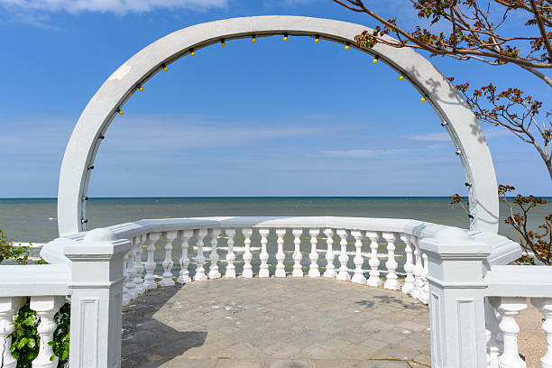 Pergola da Nevogilde or Pergola da Foz, a pergola with balustrade built in 1930 by A. E. Baganha, located between Praia da Luz and the gardens of Avenida de Montevideo in the city of Porto, Portugal.