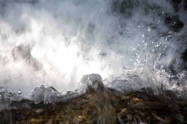 Splashes captured in a moment of fast-flowing water