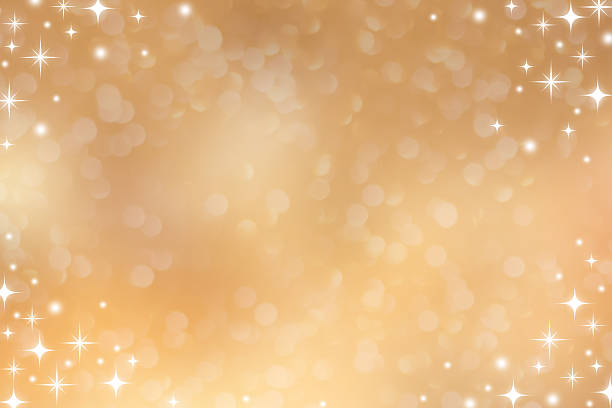 abstract blur beautiful glowing gold color background with circle bokeh light and shining star glittering for christmas festival and happy new year season design as banner concept