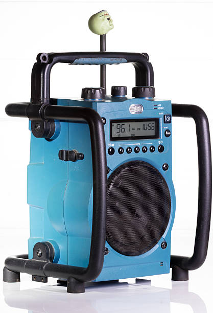 Front View of a Portable Ultra Rugged Blue Radio with Functional Controls