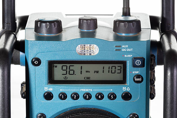 Front View of a Portable Ultra Rugged Blue Radio with Functional Controls