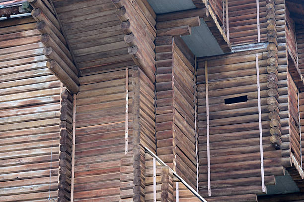 Striped wooden wall