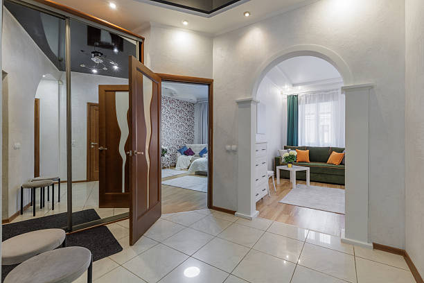 istock Bright Hallway Interior with Arched Entrance and Modern Living Space 2251123953