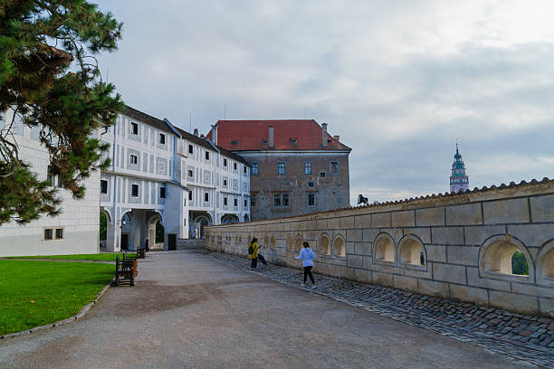 Cesky Krumlov, Czech Republic - September 27, 2025: View of the castle yard, in Cesky Krumlov, the South Bohemian Region of the Czech Republic