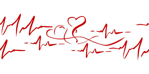 istock Playful heart shapes with long swirling tails and heartbeat line traces repeating border line. Hand drawn in pen and ink, vector seamless banner. Love theme, event invitation frame, cute decoration. 2251127184