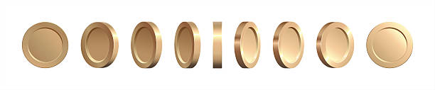istock Rotating 3d gold coins, golden money set. Vector illustration 10 eps. 2251128169
