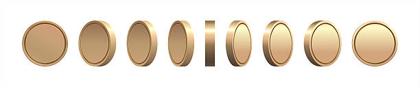 istock Rotating 3d gold coins, golden money set. Vector illustration 10 eps. 2251128179