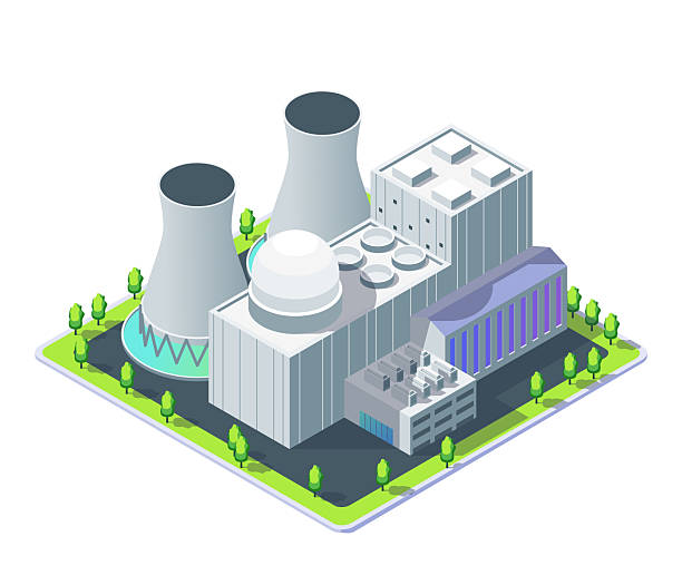 istock Cartoon Color Nuclear Power Plant Object Industrial Energy Building Concept 3d Isometric View. Vector 2251128201