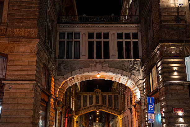 Prague streets and statues at night
