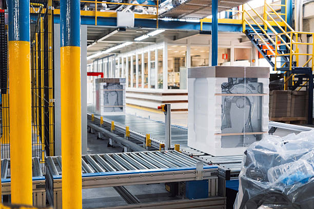 istock Industrial Conveyor Belt with Packaged Appliances 2251133781