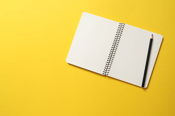 istock Flat lay with pencil and notebook on color background, top view 2251145682