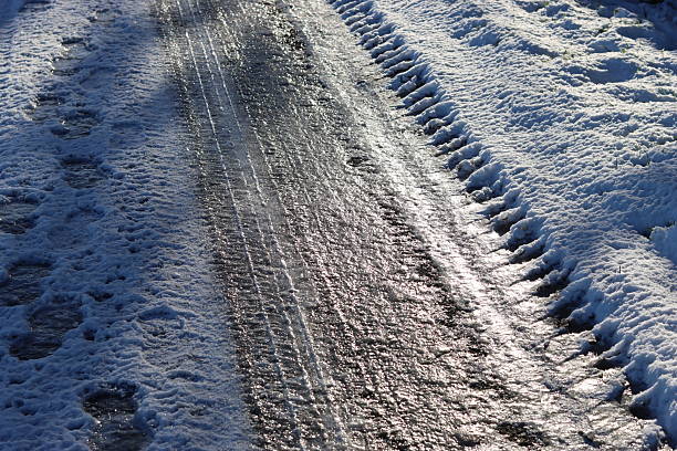 Ice covered road in winter