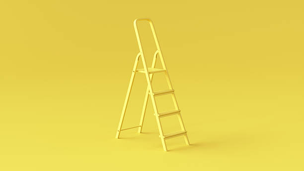 istock Monochrome Step Ladder — 3D Minimal Render on Yellow 2251155377