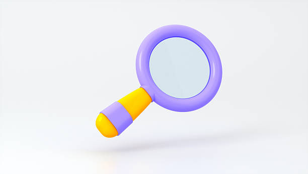 istock 3D Purple-and-Yellow Magnifying Glass on Soft White Background 2251155575