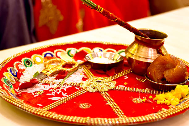 istock Wedding Ribbon Cutting Ritual Thali Indian Marriage Tradition 2251160811