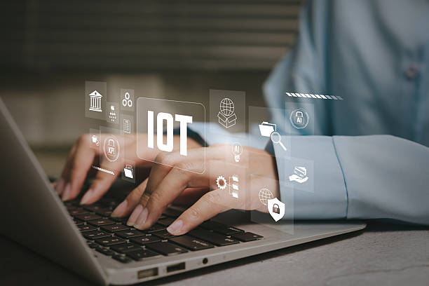 istock Technology concept. Hands typing laptop with IOT digital icons, smart connectivity insight, automation efficiency, data integration, digital transformation workflow improvement. 2251162629