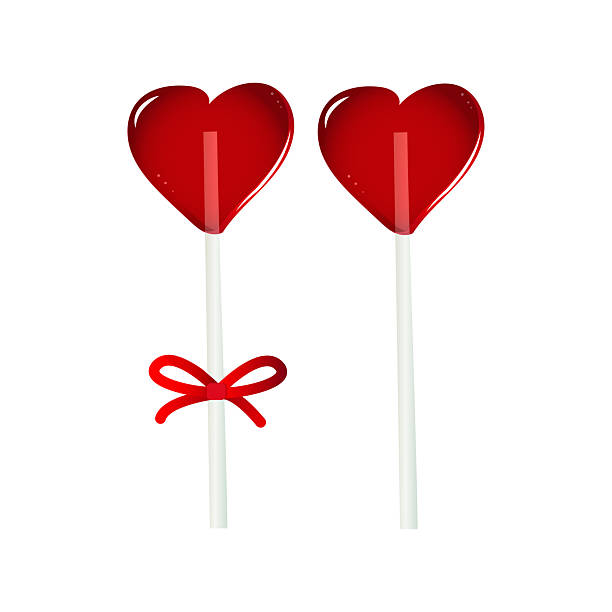 istock Pair of heart lollipops, Valentine sweets for couples 2251166342
