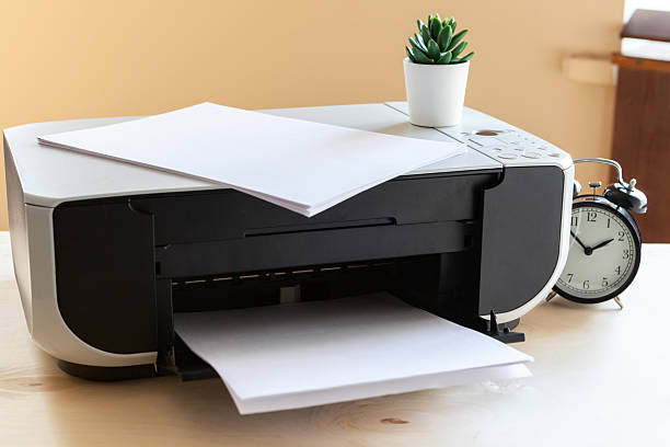 Blank A4 paper coming out of printer, Printer mockup, Empty A4 mockup. Perfect for project presentations.