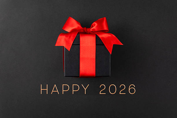 istock Gift Box on Black Background with New Year Message 2251171506