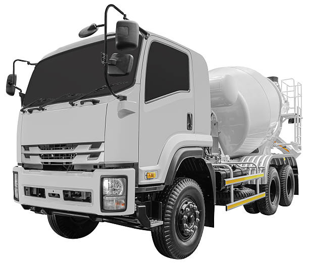 istock Front view white cement mixer truck isolated on white background with clipping path 2251173784