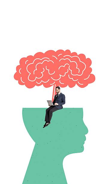 istock Creative artwork of a man working on a laptop inside an open head with a stylized brain above 2251180451