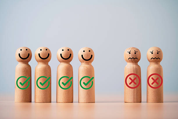 istock Wooden figures with green check marks and red cross marks representing for employee selection rejection layoff decisions by performance evaluation from HR management and workforce assessment concept. 2251182450