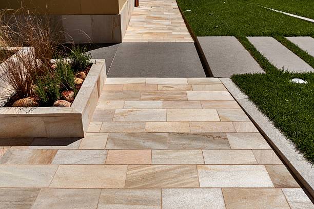 istock Modern Walkway in Beige Limestone and Concrete 2251182518