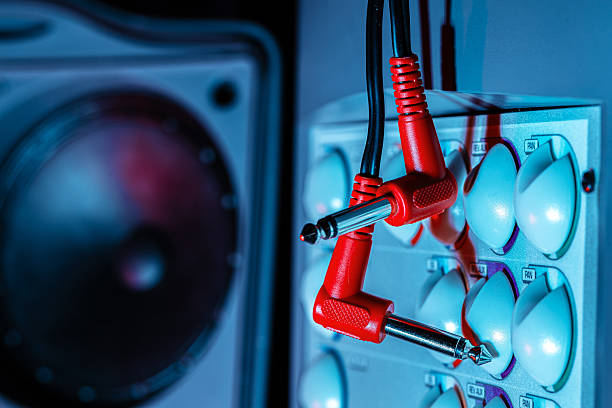 Macro Hi-Fi Equipment Wire Connection Plugs Copy Space Idea