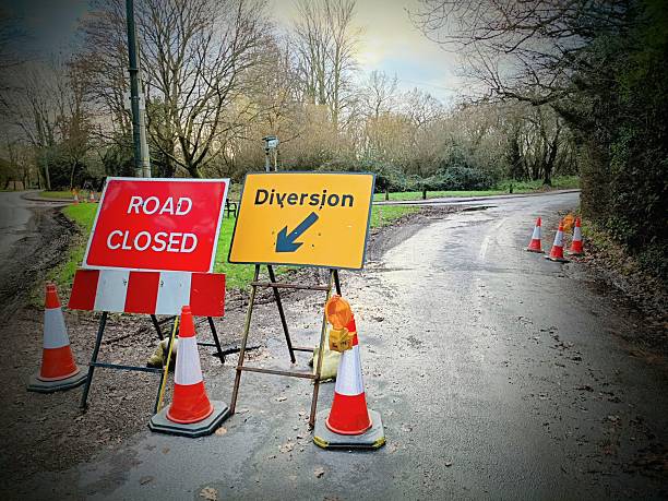 istock Road works - Road closed 2251193129
