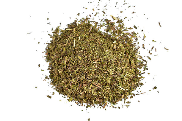 istock Dry ground mint leaves lie in a pile. 2251198898