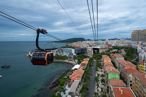 istock Cable Car Overlooking Coastal Town and Seafront Road in Phu Quoc 2251199475