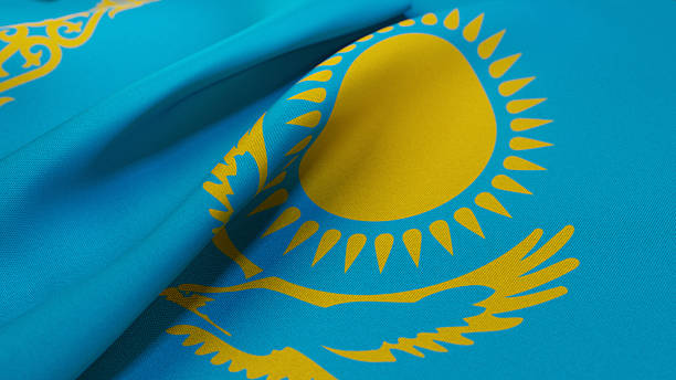 istock 3D Wrinkled Flag Of Kazakhstan 2251206482