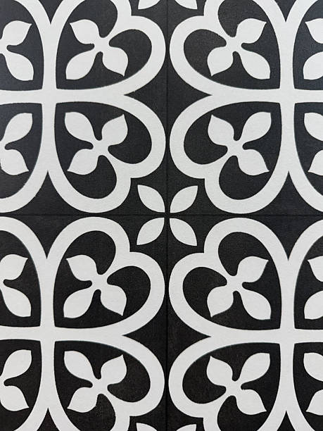 istock Black and white floral geometric mosaic background - Decorative design 2251214614