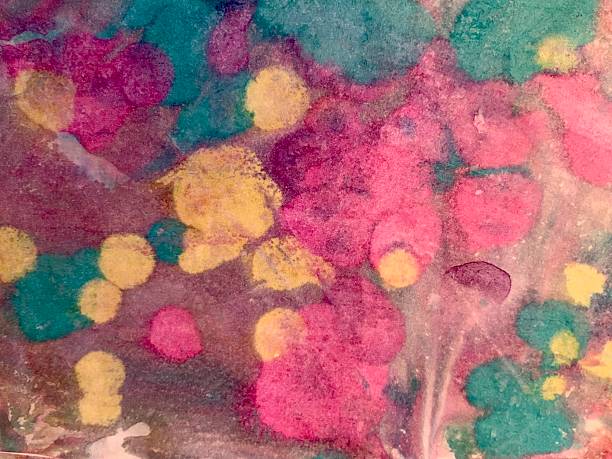 istock Hand-made texture with liquid watercolours and shaving cream 2251214808
