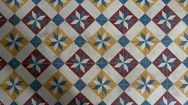 istock Vintage Starburst Pattern Encaustic Cement Floor Tiles 2251215652