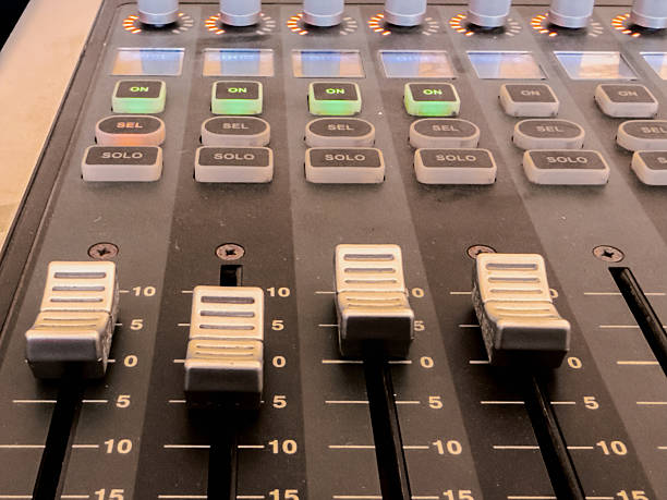 istock Professional sound mixing console close up in control room 2251220937