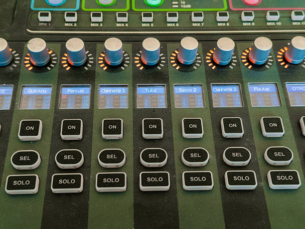 istock Professional sound mixing console close up in control room 2251220942