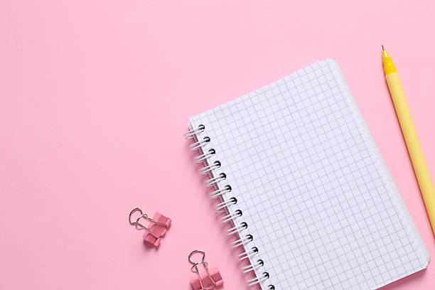 istock Flat lay with pencil and notebook on color background, top view 2251228676